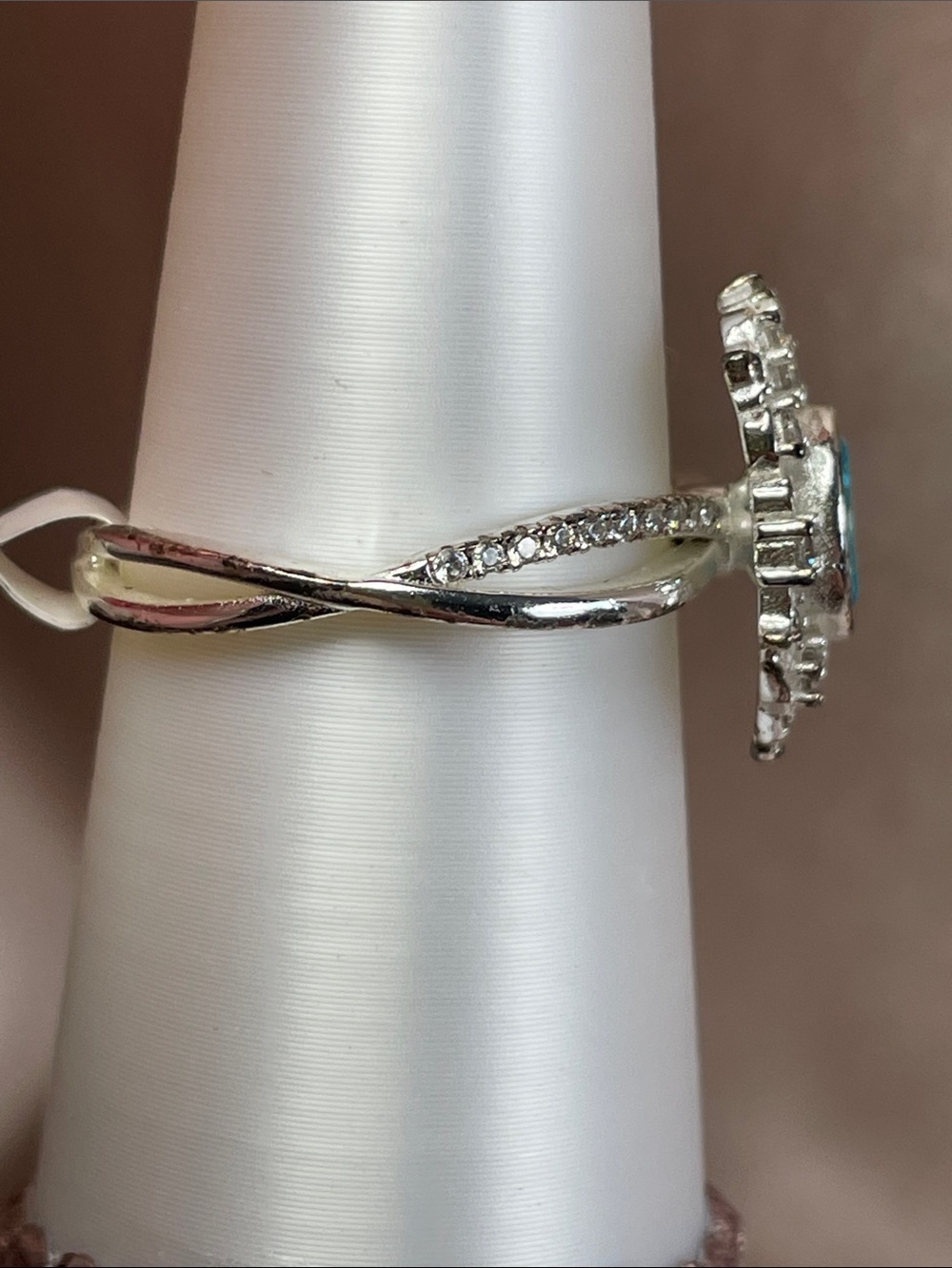 Bomb Party RETRO "The Sterling Club" Aqua CZ on 925 Sterling Silver Size 10 - Picture 4 of 10